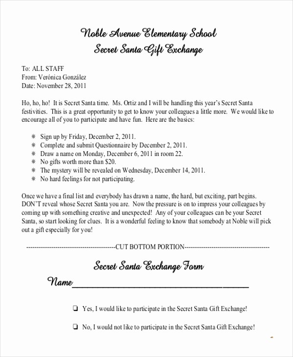 Secret Santa Gift Exchange Template Beautiful Sample Secret Santa Questionnaire form 10 Free