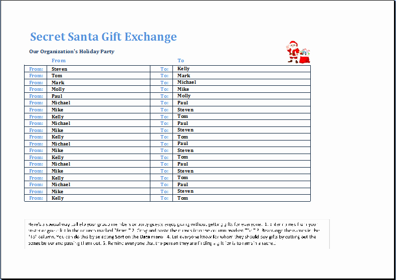 Secret Santa Gift Exchange Template Elegant Secret Santa Gift Exchange Template