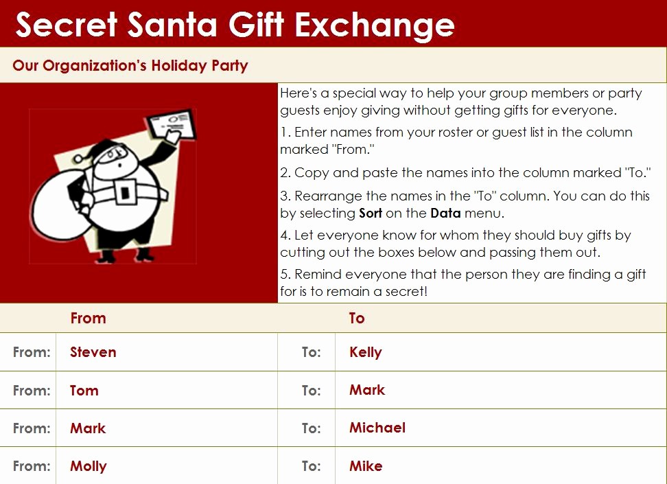 Secret Santa Gift Exchange Template New Secret Santa Generator without Email