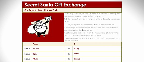 Secret Santa Gift Exchange Template Unique Secret Santa Gift Exchange List Template for Excel