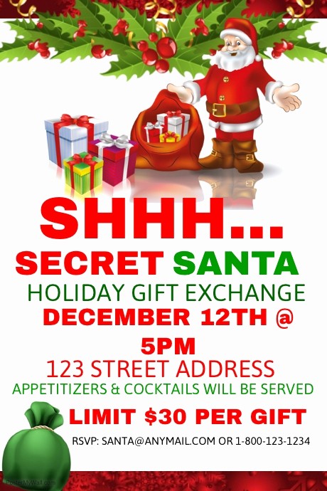 Secret Santa Gift Exchange Template Unique Secret Santa Holiday Gift Exchange Template