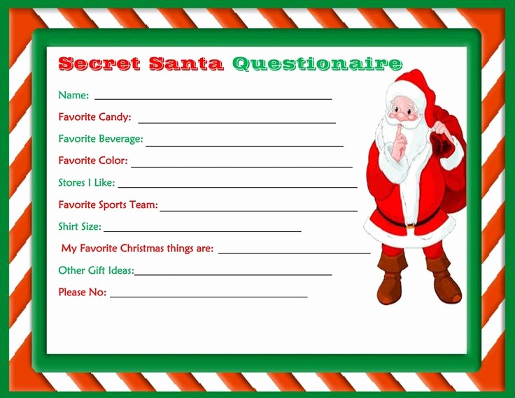 Secret Santa Sign Up List Luxury 17 Best Ideas About Secret Santa Questionnaire On
