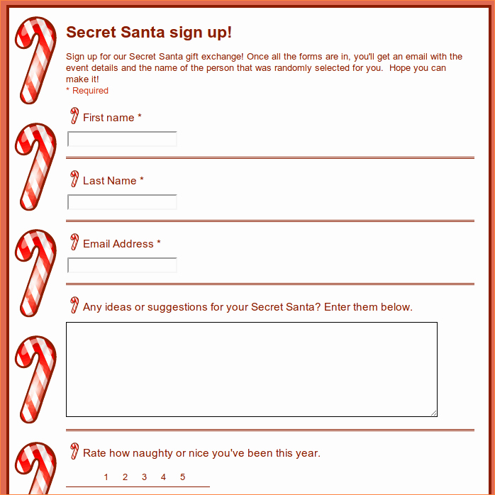 Secret Santa Sign Up List New 5 Secret Santa List Template