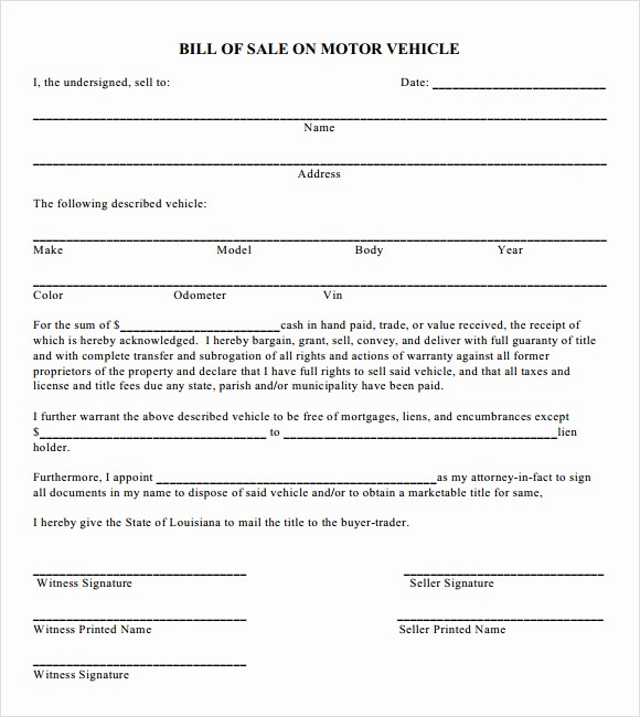Sell Car Bill Of Sale New Free Bill Sale Template with Notary Sample to Sell Car