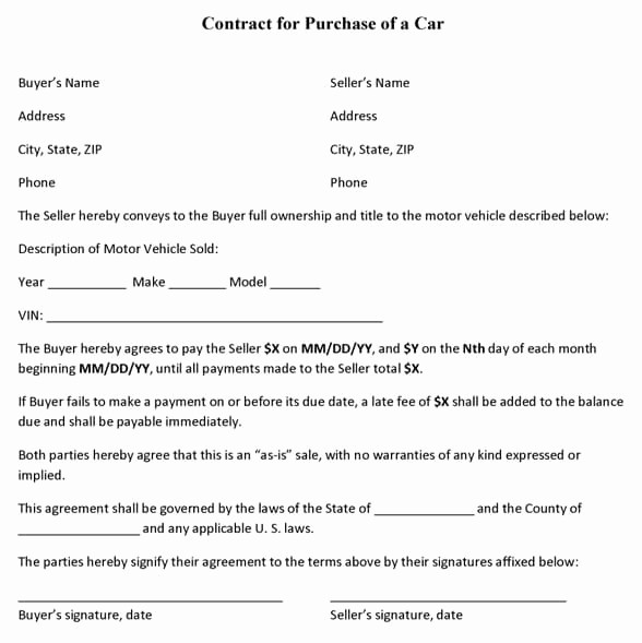 Selling Car Bill Of Sale Beautiful Car Sale Contract Template