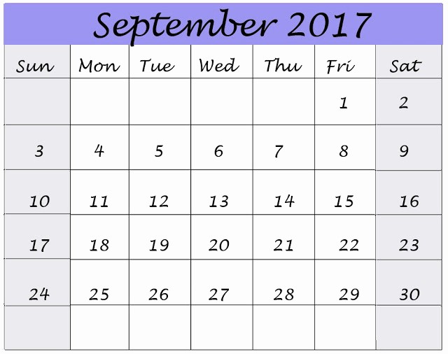 September 2017 Printable Calendar Word Best Of September 2017 Printable Calendar Pdf Word Excel