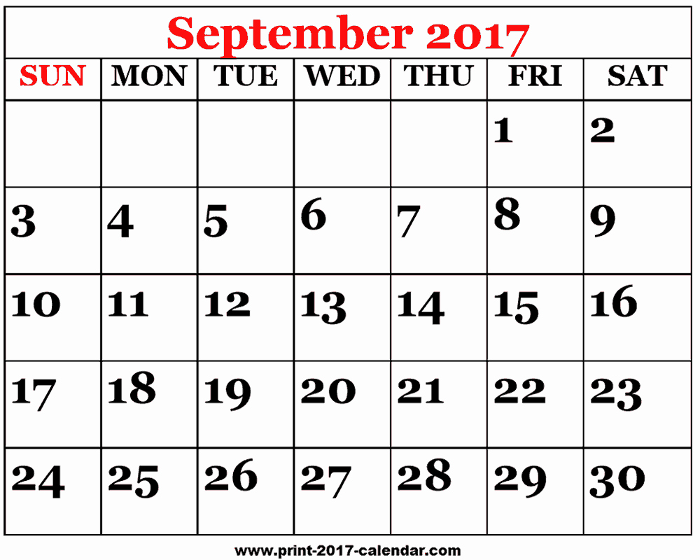 September 2017 Printable Calendar Word Luxury Printable 2017 September Calendar