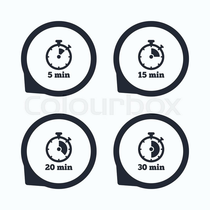 Set Stopwatch for 5 Minutes Elegant Timer Icons 5 15 20 and 30 Minutes Stopwatch Symbols