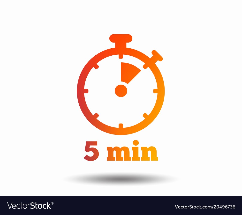 Set Timer for 5 Mins Fresh Timer Sign Icon 5 Minutes Stopwatch Symbol Vector Image