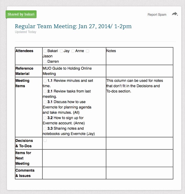 Setting Up A Meeting Agenda Elegant How to Use Evernote to Manage Your Meetings