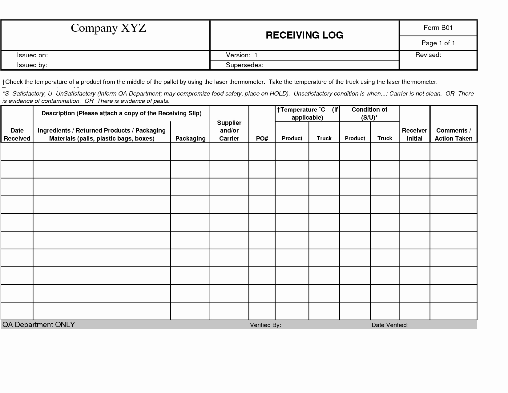 50 Shipping And Receiving Excel Spreadsheet