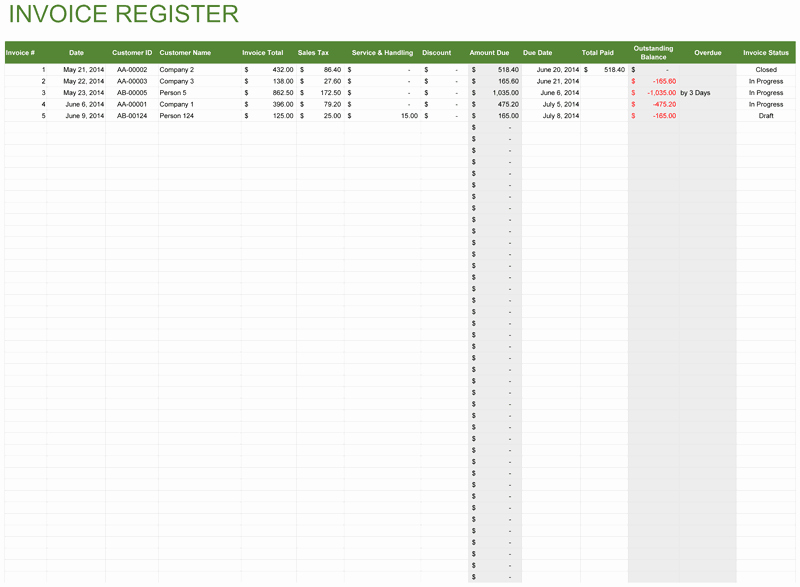 Shipping and Receiving Excel Spreadsheet Lovely Invoice Register