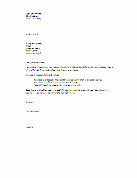 Short and Simple Cover Letters Awesome Cover Letter In Response to Ad Short Cover Letters Templates