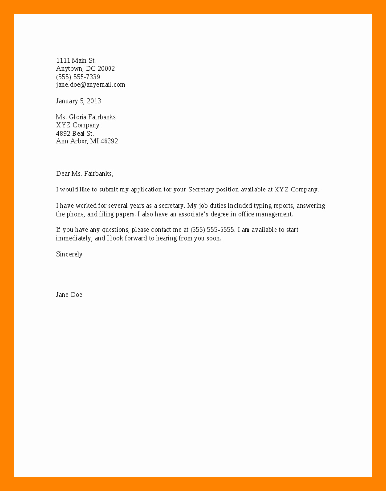 Short and Simple Cover Letters Luxury Short Simple Cover Letter – Free Download