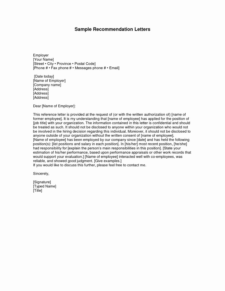 Short Recommendation Letter for Employee Beautiful [free] Letter Of Re Mendation Examples Samples
