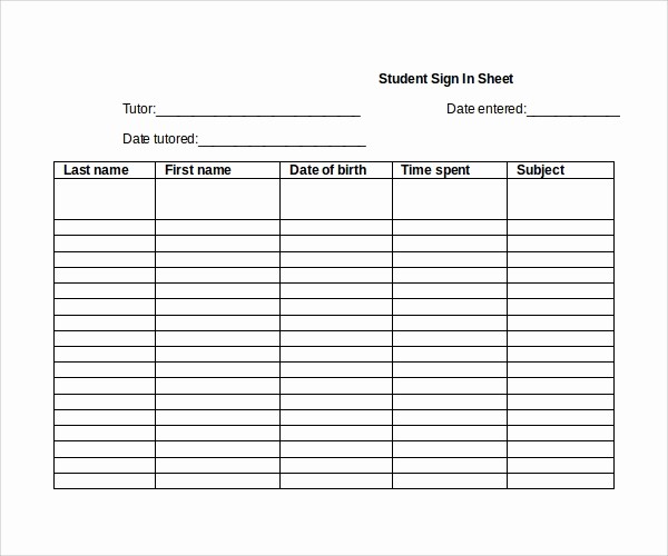 Sign In Sheet for Students Awesome 7 Student Sign In Sheets