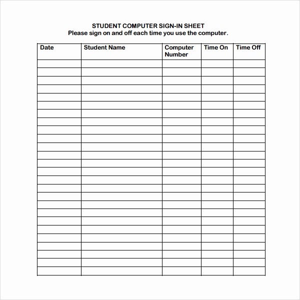 Sign In Sheet for Students Beautiful Sample Student Sign In Sheet 6 Free Documents Download