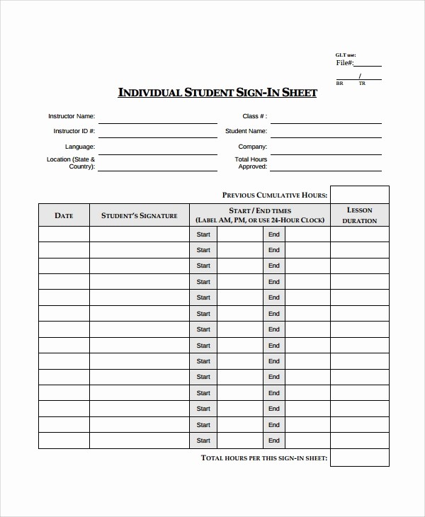 Sign In Sheet for Students Elegant 9 Student Sign In Sheet Templates