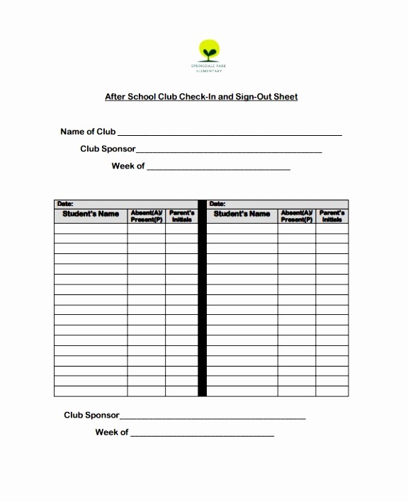 Sign In Sheet for Students Fresh 9 Student Sign Out Sheet Template Ooewe