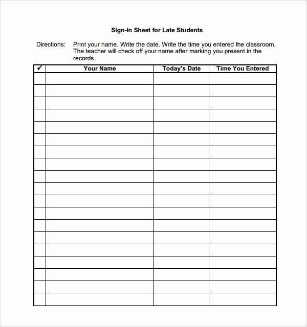 Sign In Sheet for Students Luxury 7 Student Sign In Sheets