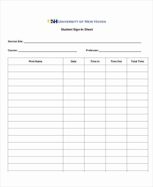 Sign In Sheet for Students New 10 Sample Printable Sign In Sheets