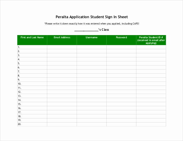 Sign In Sheet for Students New 75 Sign In Sheet Templates Doc Pdf