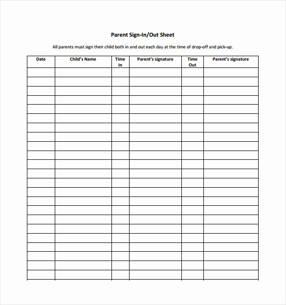Sign In Sheet for Students Unique 16 Sign Out Sheet Templates Free Sample Example