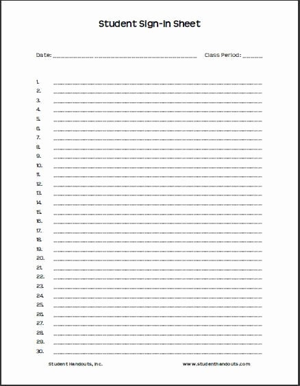 Sign In Sheet for Students Unique 25 Printable attendance Sheet Templates [excel Word