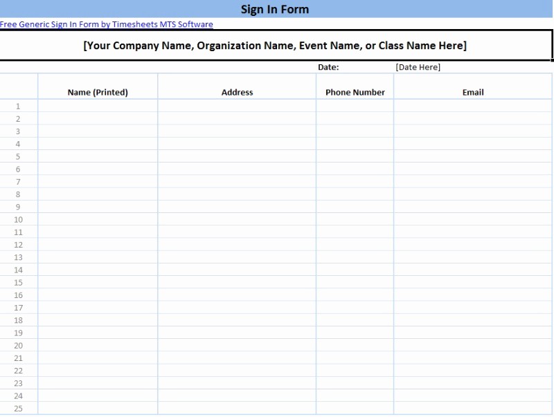 Sign In Sheet Template Free Awesome Printable Sign In Sheet Templates