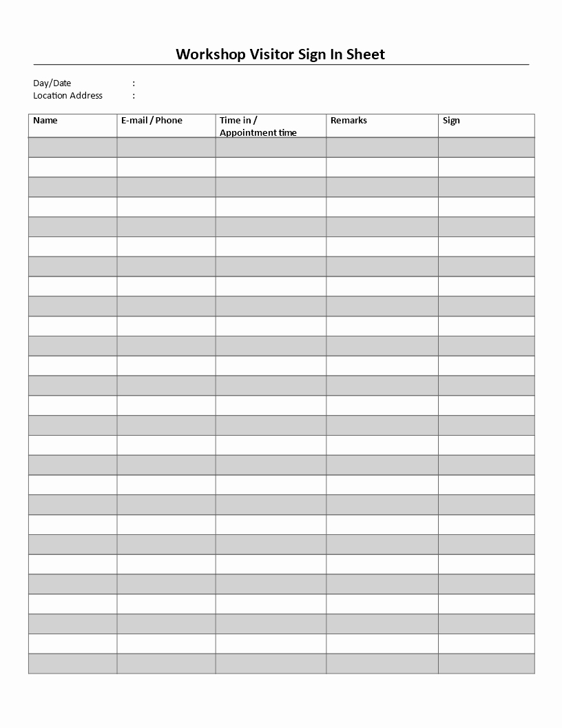 Sign In Sheet Template Free Beautiful Free Workshop Sign In Sheet