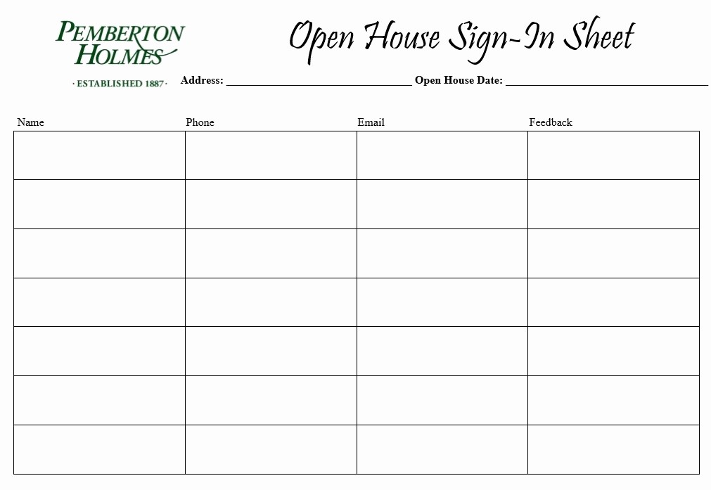 Sign In Sheet Template Free Luxury 10 Free Sample Open House Sign In Sheet Templates
