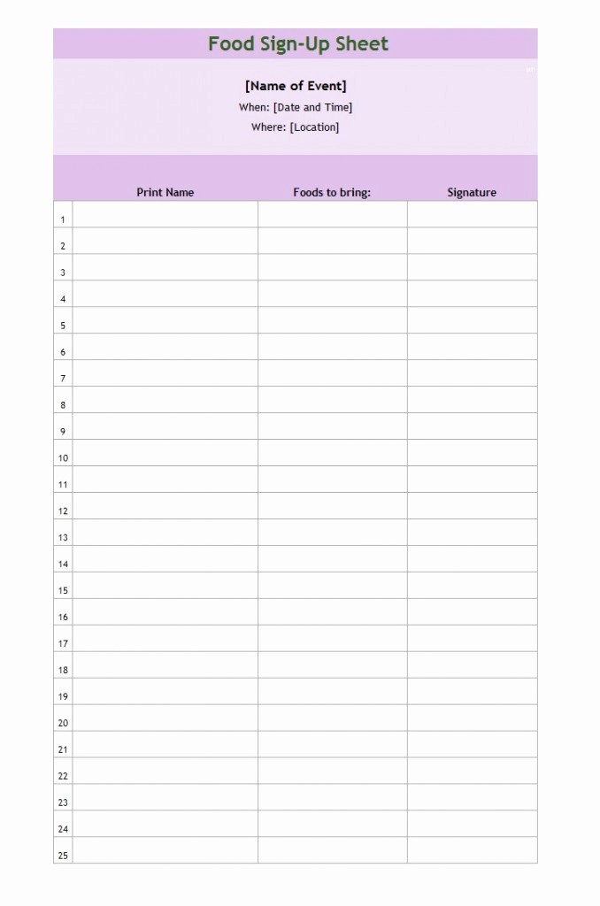 Sign In Sheet Template Free New 40 Sign Up Sheet Sign In Sheet Templates Word &amp; Excel