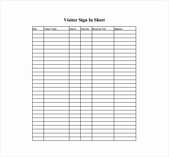 Sign In Sheet Template Free Unique 18 Sign In Sheet Templates – Free Sample Example format