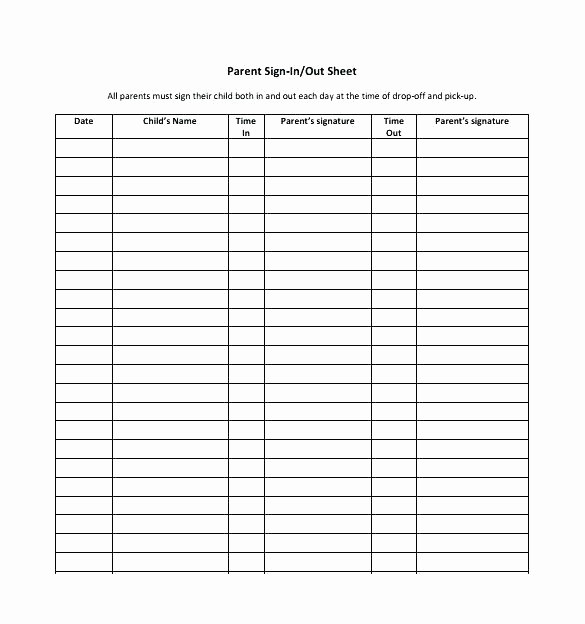 Sign Off Sheet Template Excel Unique Sign Out Sheet Template Excel Free Restaurant Inventory