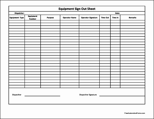 Sign Out Sheet Template Excel Best Of Free Basic Equipment Sign Out Sheet