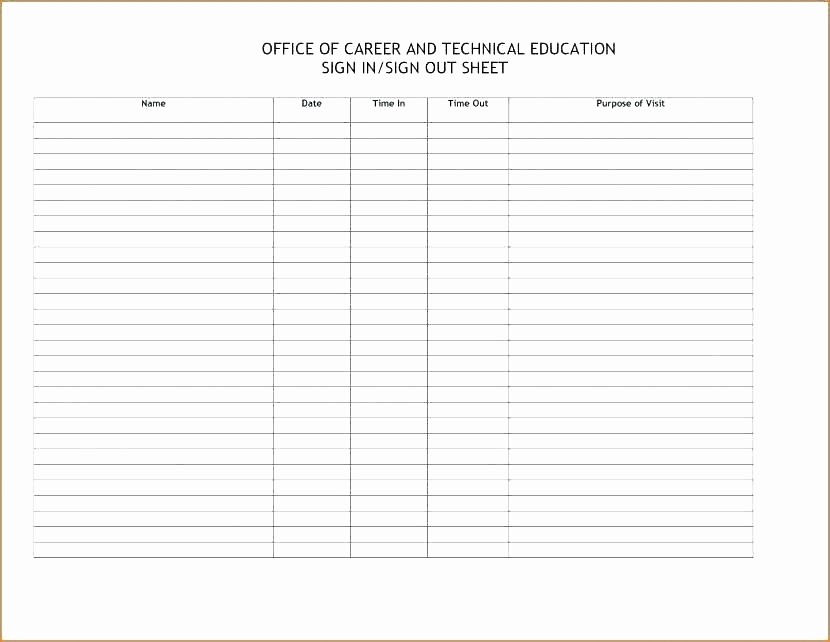 Sign Out Sheet Template Excel Elegant Sign In Sign Out Sheet Template Excel – Bestuniversitiesfo