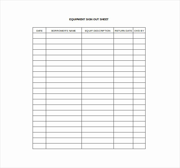 Sign Out Sheet Template Excel Fresh Sign Out Sheet Template 14 Free Word Pdf Documents