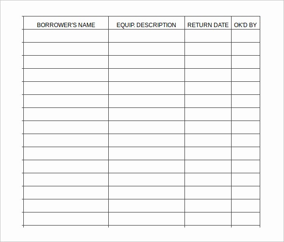 Sign Out Sheet Template Excel Luxury Sample Equipment Sign Out Sheet 10 Free Documents In