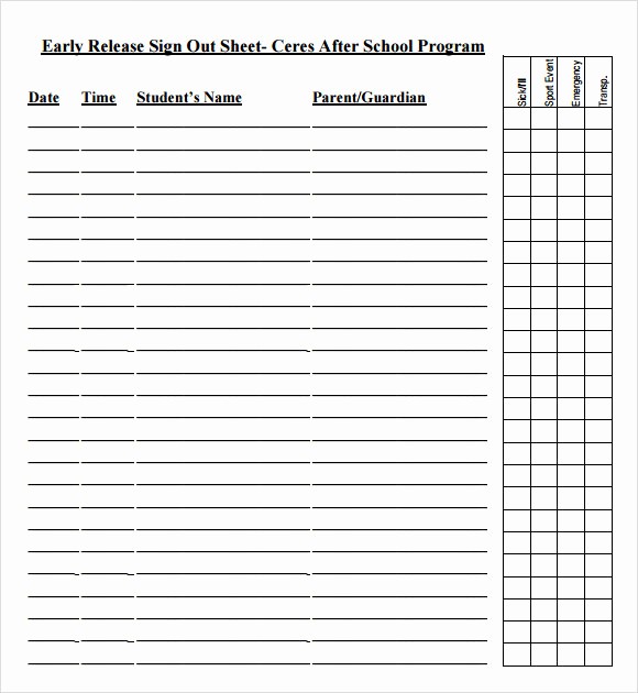 Sign Out Sheet Template Excel Luxury Sign Out Sheet Template 9 Download Free Documents In