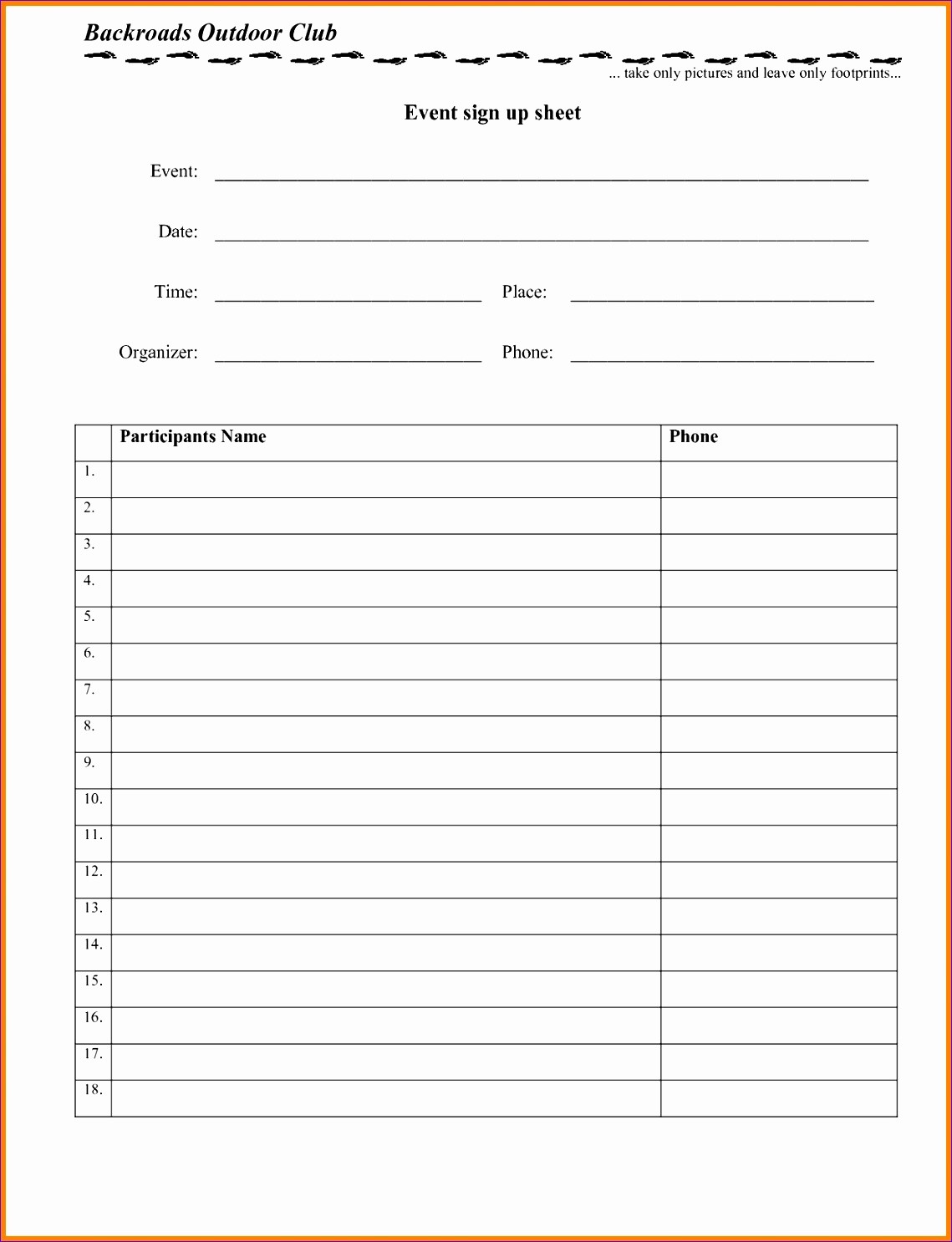 Sign Up Sheets for events Awesome 8 Potluck Sign Up Sheet Template Excel Exceltemplates