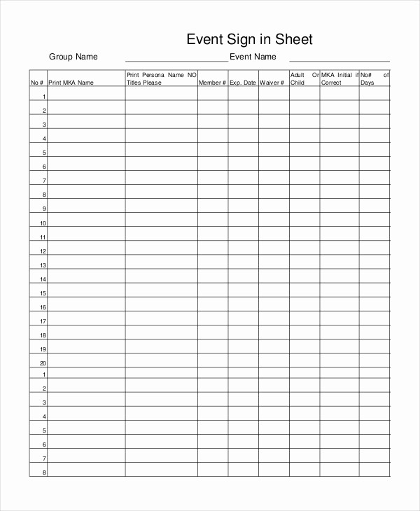 Sign Up Sheets for events Inspirational event Sign In Sheet Template 16 Free Word Pdf