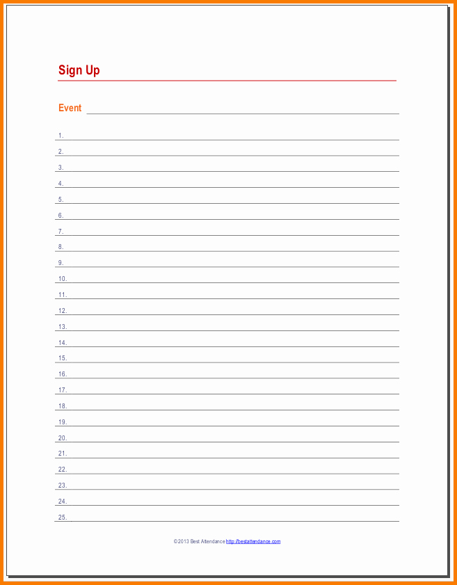 Sign Up Sheets for events Lovely Sign Up Sheet Templates