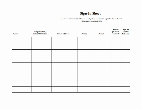 Sign Up Sheets for events Unique 14 Sample event Sign In Sheets
