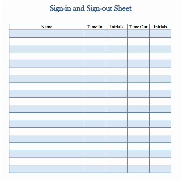Signing In and Out Template Awesome 12 Sign Out Sheet Templates – Free Samples Examples