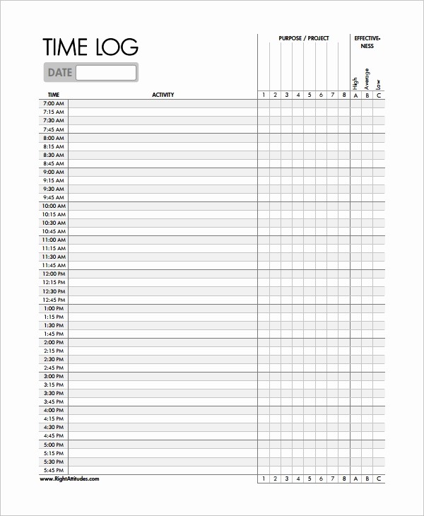 Signing In and Out Template Elegant 11 Time Log Templates Pdf Word Excel