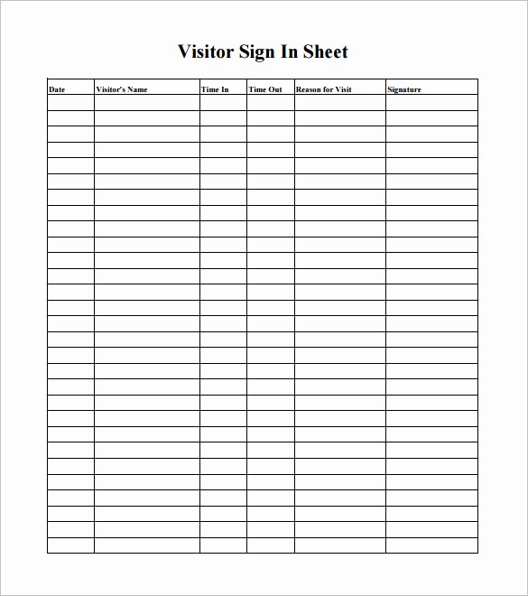 Signing In and Out Template Fresh 75 Sign In Sheet Templates Doc Pdf