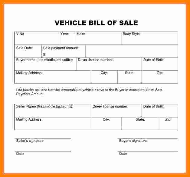 Simple Bill Of Sale Auto Beautiful 7 Printable Bill Of Sale for Used Car