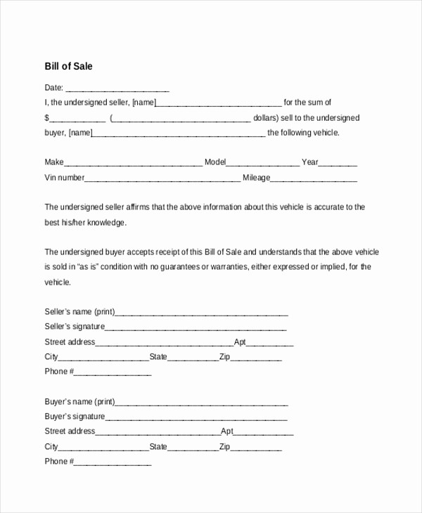 Simple Bill Of Sale Auto Inspirational Sample Bill Of Sale forms 22 Free Documents In Word Pdf