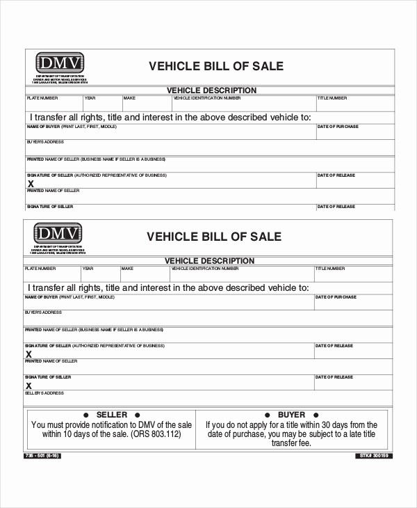 Simple Bill Of Sale Automobile Fresh 11 Vehicle Bill Of Sales Free Sample Example format