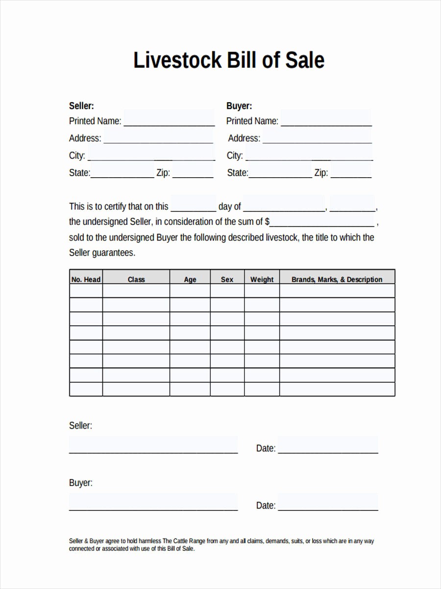 Simple Bill Of Sale Example Inspirational 5 Livestock Bill Of Sale form Free Sample Example